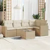 Image de Vidaxl Salon de jardin modulable - Lot de 6 pièces - Résine tressée beige - 5 personnes - 1 table fixe, 1 canapé