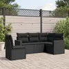 Image de vidaXL Salon de jardin 5 pcs avec coussins noir résine tressée 3218955
