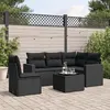 Image de vidaXL Salon de jardin 6 pcs avec coussins noir résine tressée 3218965