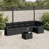 Image de vidaXL Salon de jardin 7 pcs avec coussins noir résine tressée 3218985