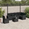 Image de vidaXL Salon de jardin 7 pcs avec coussins noir résine tressée 3219025