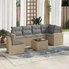 Image de Salon de jardin modulable vidaxl beige rotin 6 personnes 65.5 x 62 x 37 cm 7 pieces