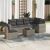 Image de Vidaxl Salon de jardin modulable - Lot de 7 pièces - Rotin gris - Table fixe - 6 personnes