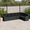 Image de vidaXL Salon de jardin 7 pcs avec coussins noir résine tressée 3219035