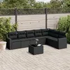 Image de vidaXL Salon de jardin 8 pcs avec coussins noir résine tressée 3219045