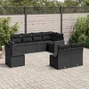 Image de vidaXL Salon de jardin 8 pcs avec coussins noir résine tressée 3219055