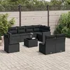 Image de vidaXL Salon de jardin 9 pcs avec coussins noir résine tressée 3219065