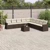 Image de GENERIQUE Salon de jardin modulable - Lot de 10 pièces - Résine tressée marron - 9 personnes - Table fixe 65.5x62x37 cm