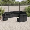 Image de vidaXL Salon de jardin 10 pcs avec coussins noir résine tressée 3219095