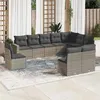 Image de Salon de jardin modulable vidaxl resine tressee 10 pieces gris 65.5 x 62 x 69 cm 10 personnes