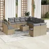 Image de Salon de jardin modulable vidaxl resine tressee beige 12 pieces 65.5 x 62 x 37 cm 11 personnes