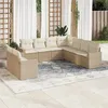 Image de Salon de jardin modulable vidaxl rotin beige 9 pieces 65.5 x 62 x 69 cm 9 personnes