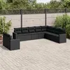 Image de vidaXL Salon de Jardin avec Coussins 10 pcs, Canapés de Terrasse, Ensemble de Meubles de Patio, Mobilier d'Extérieur, Noir 3219155