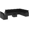 Image de Salon de jardin vidaXL 11 pcs avec coussins noir résine tressée