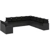 Image de Salon de jardin vidaXL 11 pcs avec coussins noir résine tressée