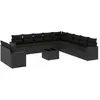 Image de Salon de jardin vidaXL 12 pcs avec coussins noir tressée