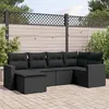 Image de vidaXL Salon de jardin 6 pcs avec coussins noir résine tressée 3219245