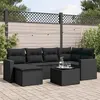 Image de vidaXL Salon de jardin 7 pcs avec coussins noir résine tressée 3219255