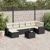 Image de vidaXL Salon de jardin 8 pcs avec coussins noir résine tressée 3219276