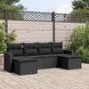 Image de vidaXL Salon de jardin 6 pcs avec coussins noir résine tressée 3219305