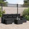 Image de vidaXL Salon de jardin 7 pcs avec coussins noir résine tressée 3219315