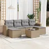Image de Salon de jardin modulable vidaxl resine tressee 7 pieces 6 personnes 65.5 x 62 x 37 cm beige