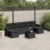 Image de vidaXL Salon de jardin 8 pcs avec coussins noir résine tressée 3219335