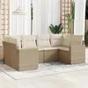 Image de Salon de jardin modulable vidaxl resine tressee beige 6 pieces 65.5 x 62 x 69 cm 6 personnes
