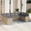 Image de vidaXL Salon de jardin avec coussins 9 pcs beige résine tressée 3219389