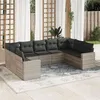 Image de vidaXL Salon de Jardin avec Coussins 9 pcs, Canapés avec Pieds Réglables, Ensemble de Meubles d'Extérieur Patio Terrasse, 3219392