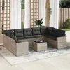 Image de vidaXL Salon de Jardin avec Coussins 10 pcs, Canapés avec Pieds Réglables, Ensemble de Meubles d'Extérieur Patio Terrasse, 3219402
