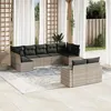 Image de Salon de jardin modulable Vidaxl resine tressee gris 9 pieces x 65.5 x 69