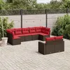 Image de vidaXL Salon de Jardin avec Coussins 9 pcs, Canapés de Patio, Ensemble de Meubles, Mobilier de Terrasse Exterieur, Marron 3219414