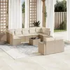 Image de Salon de jardin modulable Vidaxl rotin beige 10 pieces x 65.5 x 69