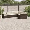 Image de vidaXL Salon de Jardin avec Coussins 9 pcs, Canapés de Patio, Ensemble de Meubles, Mobilier de Terrasse Exterieur, Marron 3219433