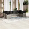 Image de vidaXL Salon de Jardin avec Coussins 10 pcs, Canapés de Patio, Ensemble de Meubles, Mobilier de Terrasse Exterieur, Gris 3219462