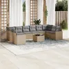 Image de Salon de jardin modulable Vidaxl rotin beige 11 pieces x 65.5 x 69