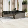 Image de Salon de jardin modulable Vidaxl rotin gris 10 pieces x 65.5 x 69 10 personnes