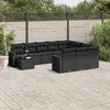 Image de vidaXL Salon de Jardin avec Coussins 11 pcs, Canapés de Terrasse, Ensemble de Meubles de Patio, Mobilier d'Extérieur, Noir 3219515