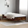 Image de vidaXL Cadre de lit chêne fumé 90x190 cm bois d'ingénierie et métal, lit, lit d’invités, lit simple, meuble de chambre à 844988
