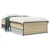 Image de vidaXL Bedframe bewerkt hout en metaal sonoma eikenkleurig 100x200 cm845237