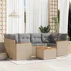 Image de Salon de jardin modulable vidaxl beige 6 personnes resine tressee 62 x 62 x 69 cm 7 pieces