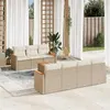 Image de Salon de jardin modulable vidaxl 8 pieces resine tressee beige 62 x 55 x 69 cm 7 personnes