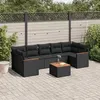 Image de Salon de jardin modulable Vidaxl 7 personnes 8 pieces noir 62 x 62 x 69 cm resine tressee