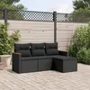 Image de vidaXL Salon de Jardin avec Coussins 4 pcs, Canapés de Terrasse, Ensemble de Meubles de Patio, Mobilier d'Extérieur, Noir 3225901