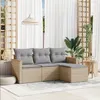 Image de vidaXL Salon de Jardin avec Coussins 4 pcs, Canapés de Terrasse, Ensemble de Meubles de Patio, Mobilier d'Extérieur, Mélange 3225905