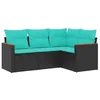 Image de Salon de jardin modulable GENERIQUE - Lot de 4 pièces - Résine tressée noire - 1 table + 1 canapé - 62x62x69 cm