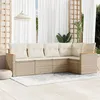 Image de Salon de jardin modulable Vidaxl rotin beige 5 pieces x 61.5 x 69 5 personnes