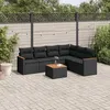 Image de vidaXL Salon de Jardin avec Coussins 7 pcs, Canapés de Terrasse, Ensemble de Meubles de Patio, Mobilier d'Extérieur, Noir 3226006