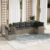 Image de Salon de jardin modulable Vidaxl resine tressee gris 6 pieces 62.0 x 61.5 x 69 6 personnes